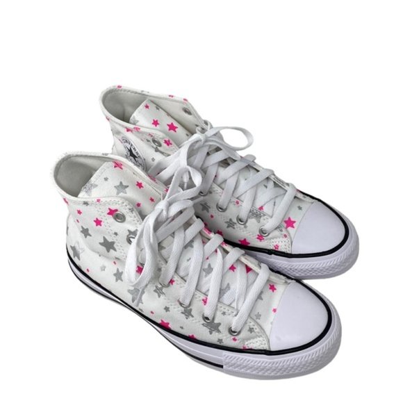 Converse Chuck Taylor Hi Sneakers White Pink Kid Women Size Canvas Shoes A05393F - Picture 4 of 10